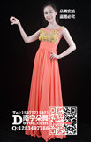水红雪纺小金花长礼服