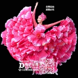 玫红牡丹大摆裙