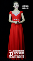 大红包肩飘逸长裙主持人长裙