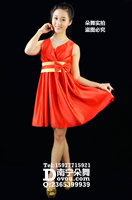 大红双肩蝴蝶结短礼服