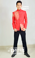 大红绣花中山男装
