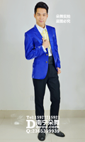 宝蓝亮面男西服