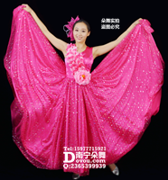 玫红蔷薇大摆裙