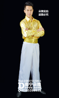 金色亮片衬衣白裤子男装