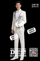 白色绣花男西装