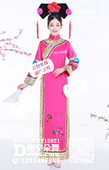 玫红清朝古装还珠格格服装满族女宫女后宫甄嬛传元旦年会表演出服