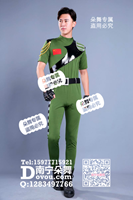 军绿弹力男舞蹈服