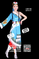 天蓝斜肩红裤藏族裤装