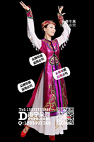 玫红长衣白裙蒙古长裙