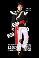 黑衣白裤蒙古男装