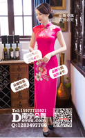 玫红旗袍长1