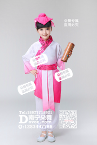 玫红古装汉服女童服_EM066