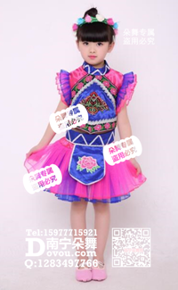 紫色宝蓝双色壮苗瑶彝女童服_EM073