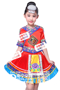 红色壮苗瑶彝族女童装b_EM027