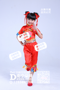 红色大荷花喜庆秧歌裤装女童服_EM010