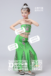 绿色傣族抹胸女童服_EM058