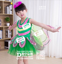 绿色翅膀花瓣纱裙女童服