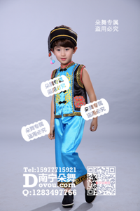 蓝色壮苗瑶彝男童服_EM055