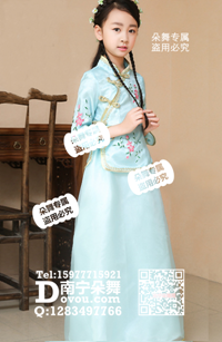 蓝色民国透纱风学生女童服_EM050