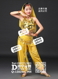 金黄亮片挂脖加亮版印度舞女童服_EM041