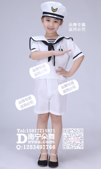 白色空乘士兵短裤男童服_EX006