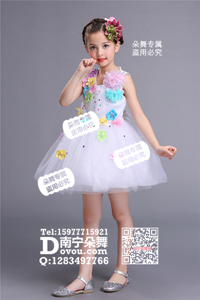 白色纱裙小花女童服_EX010