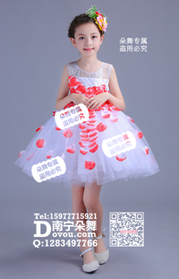 白色花瓣纱裙儿童服_EX003