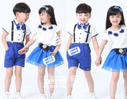 白色蓝短裤短裙校服款儿童服_EX007