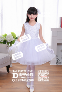 白色静雅公主纱裙女童服_EX004