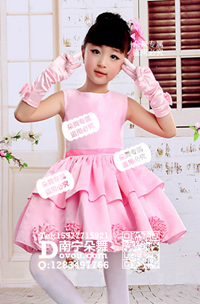粉红双层短裙女童服_EX068