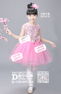 粉红素雅纱裙女童服_EX070