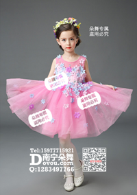 粉红纱裙密集花女童服_EX064