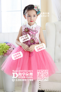 粉红纱裙水钻女童服_EX065