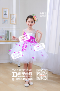 紫色花瓣纱裙女童服_EX187