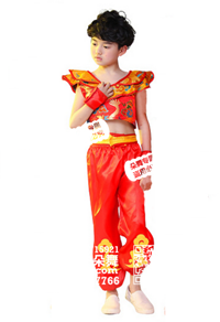 红色中国风多层肩男童服_EX092