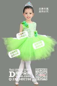 绿淡绿色蓬蓬纱裙女童服_EX200