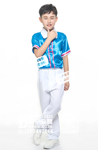 蓝衣白纱裙校服款男童服_EX195
