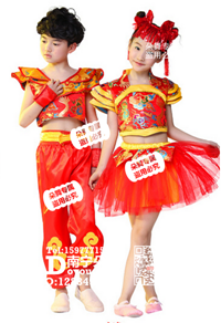 金色中国风多层肩儿童服b_EX120