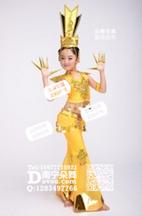金色千手观音古典裤装女童服_EX119