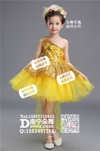 金色短纱裙戴安娜王妃儿童服a_EX117
