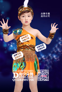 黄色虎皮纹原始人男童服_EX098