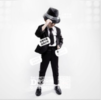 黑色西服迈克尔杰克逊劲舞儿童服_EX074