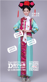 青袖紫花清朝格格甄嬛古装