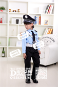 蓝衬衣裤子警察保安制服男童款