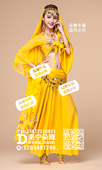 黄色绑胸长袖露腿印度裙