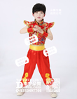 红色飞肩长裤中国风男童服