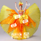 黄色立领花瓣纱裙