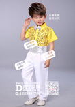 金色亮片短袖白长裤男童服