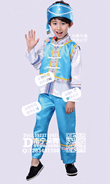 天蓝白衣蓝马甲男童民族服