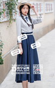 深蓝浅衣文艺学院风长裙